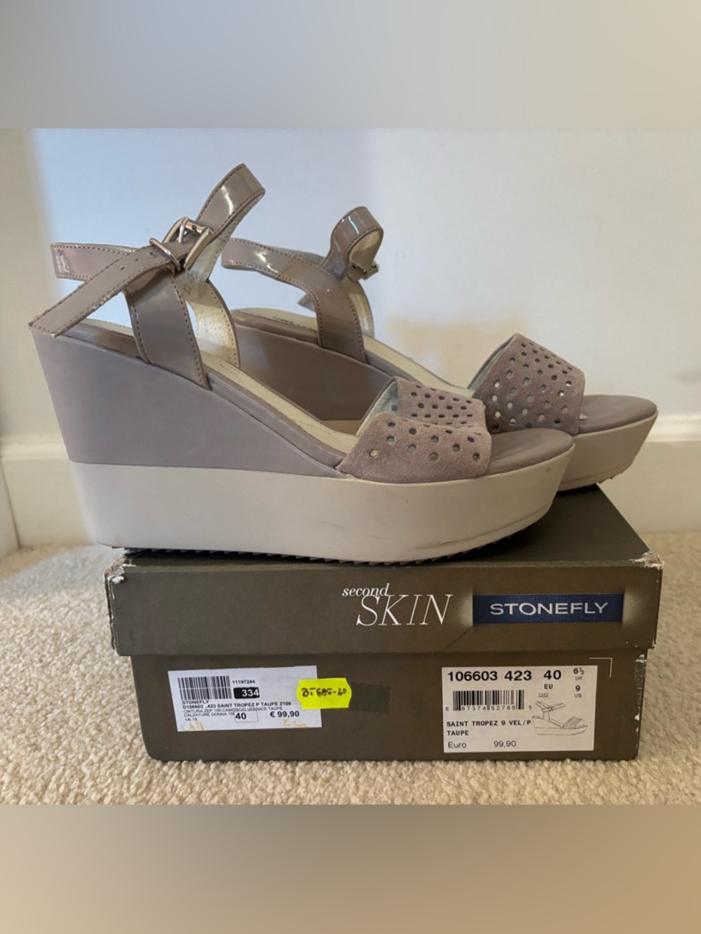 Stonefly Second Skin St. Tropez platform wedge with original box- Size 40 (US 9)